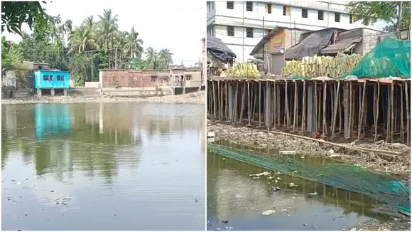 Jaynagar II pond filling,  night vigil residents,  illegal construction,  community protest  ,South 24 Parganas pond issue,জয়নগর ২  ,পুকুর ভরাট  ,রাতের পাহারা,  অবৈধ নির্মাণ,  স্থানীয় বাসিন্দা প্রয়াস
