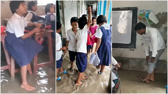 Katwa primary school rain water leak,  students using umbrellas in classroom,  Katwa school roof damage,Bengal school infrastructure neglect  ,umbrella class viral video Bengal,কটোয়া প্রাইমারি স্কুল বৃষ্টির জল  ,ছাতা নিয়ে ক্লাস চলছে ছাত্রছাত্রী  ,ছাদের ফাটল বৃষ্টির জল ঢুকে,  পশ্চিমবঙ্গ স্কুল অবহেলা ভিডিও,  বর্ষার দিনে ছাতা ক্লাস ভাইরাল