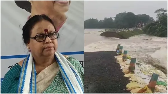 Bhutni embankment breach Manikchak flood  ,Sabitri Mitra phone audio viral,  MLA Sabitri Mitra abusive call audio  ,BJP criticism of Sabitri Mitra audio,  Flood-affected Bhutni MLA controversial audio  ,Embankment breach, residents call MLA  ,Sabitri Mitra phone tirade during flood,  Political uproar Malda flood audio,  MLA responds angrily to flood call,  Water crisis Bhutni embankment failure,ভুতনি বাঁধ ভেঙে প্লাবিত এলাকা,  মানিকচক ভুতনিতে প্লাবন,  বিধায়িকা সাবিত্রী মিত্র অডিও ভাইরাল , মানিকচকের বিধায়কের অশালী ভাষা  ,বিজেপির তীব্র নিন্দা সাবিত্রী মিত্রকে,  বাঁধ ভেঙে ক্ষতিগ্রস্ত পরিবার, ফোনে বিধায়ককে গালি,  ভুতনি মোবাইল কল অডিও ভাইরাল  ,মালদায় রাজনৈতিক শোরগোল সাবিত্রী মিত্র  ,মানিকচকের বিধায়কের উত্তেজিত ফোন কল,  নির্মাণ অসংগতি মামলা সেচ দপ্তর