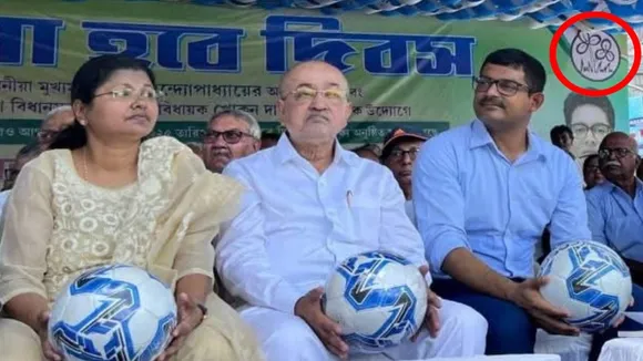 Purba Bardhaman Khela Hobe Dibas,  TMC symbol Grassflower controversy,  Khela Hobe Divas event  ,District Magistrate Ayesha Rani A  ,Superintendent of Police Sayak Das  ,TMC stage controversy Bardhaman,  BJP alleges biased administration,  Khokon Das Bardhaman program  ,Political controversy Purba Bardhaman,  Officials presence Khela Hobe Divas,পূর্ব বর্ধমান খেলা হবে দিবস,  তৃণমূল প্রতীক ঘাসফুল বিতর্ক  ,খেলা হবে দিবস অনুষ্ঠান,  জেলা শাসক আয়েষা রানী এ  ,পুলিশ সুপার সায়ক দাস,  তৃণমূল কংগ্রেস মঞ্চ বিতর্ক,  বিজেপির অভিযোগ প্রশাসন পক্ষপাতদুষ্ট  ,বর্ধমান খোকন দাস অনুষ্ঠান  ,রাজনৈতিক বিতর্ক পূর্ব বর্ধমান  ,খেলা হবে দিবসে প্রশাসনের উপস্থিতি