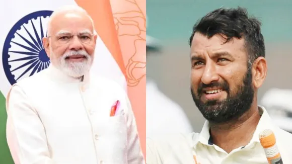 Narendra Modi and Cheteshwar Pujara