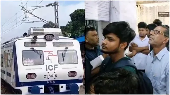 AC local train launch,  Bangaon morning rush  ,long queues at ticket counter  ,commuter excitement  ,Ranaghat-Bangaon-Sealdah AC local,  new train service launch,এসি লোকাল ট্রেন উদ্বোধন  ,সকালবেলায় উত্সাহ,  বনগাঁ স্টেশনে লম্বা লাইন,টিকিট কাউন্টারে ভিড়  ,রেল যাত্রী কৌতূহল  ,রানাঘাট-বনগাঁ-শিয়ালদহ এসি লোকাল