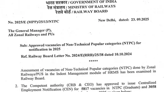RRB NTPC railway vacancies