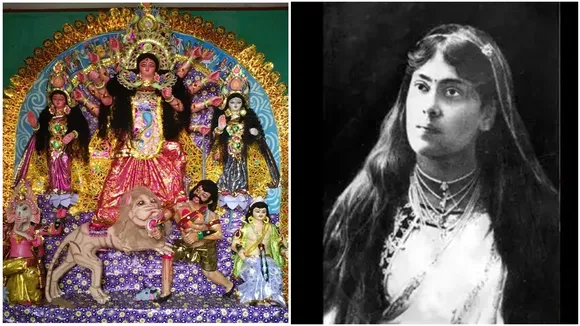 Durga Puja, Sarala Devi Chaudhurani, দুর্গাপুজো, সরলাদেবী চৌধুরানী