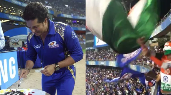 IPL 2018, MI vs SRH: Sachin Cuts Cake At Wankhede, Crowd Sing Birthday Song In Unison