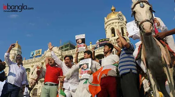 Congress protest for petrol price hike Express photo Shashi Ghosh