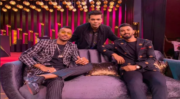 KL Rahul and Hardik Pandya with Karan Johar