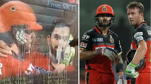 Cricketing Gods! Virat Kohli-AB de Villiers' poster showered with milk by RCB fans in Bengaluru