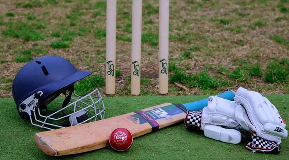 bat and ball and wicket