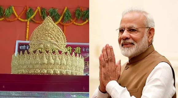 PM Modi birthday, golden crown gifted to varanasi temple by modi fan