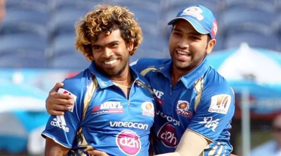 Lasith Malinga with Rohit Sharma