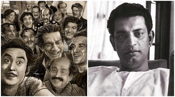 Late actors of Ray's World taking Birthday selfie an artwork tribute to Satyajit Ray by Aniket Mitra