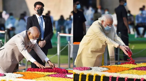 President Kovind, PM Modi pay tribute to Mahatma Gandhi at Raj Ghat