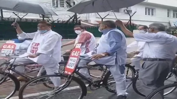 TMC mps Parliament on bicycles