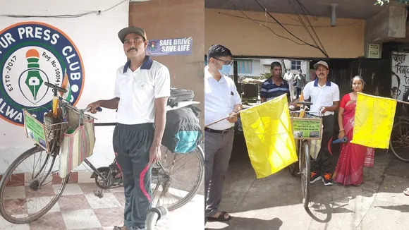 pera teacher Ramaprasad Naskar is going to Nepal by bicycle from Baruipur