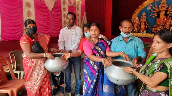 Haldia chaulkhola women Durga Puja committee trying to awar regarding fish firming by pujo theme