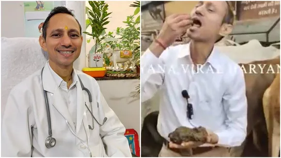 Haryana Doctor eats cow dung