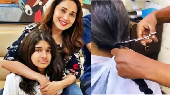 Madhuri Dixit, Madhuri Dixit son Rayan, National Cancer Awareness Day, জাতীয় ক্যানসার সচেতনতা দিবস, মাধুরী দীক্ষিত, মাধুরীক ছেলে রায়ান, ক্যানসার আক্রান্তদের চুল দান মাধুরীর ছেলে রায়ানের, bollywood, bengali news today