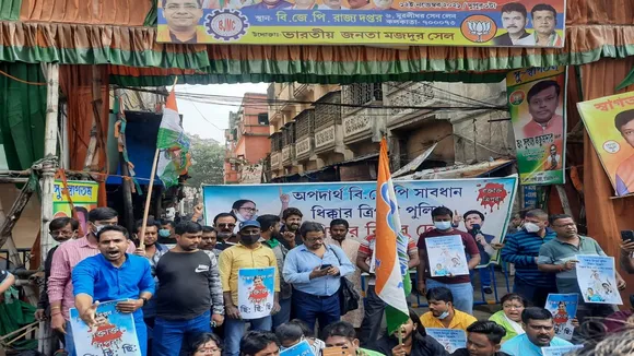 kolkata tmc's protest regarding tripura issue