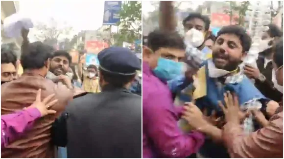 Police clash with SFI personnel at Saltlake Karunamayi intersection