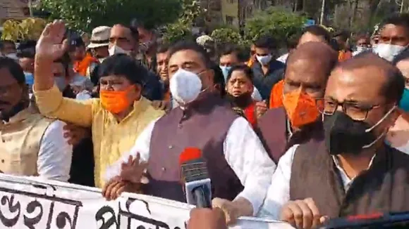 suvendu adhikari bidhannagar commissionerate gherao bjp alleges terrorism before muni poll