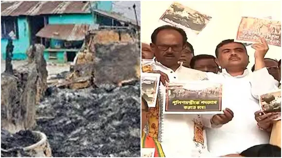 bjp mlas shows protest at west bengal assembly regarding rampurhat bagtui deaths