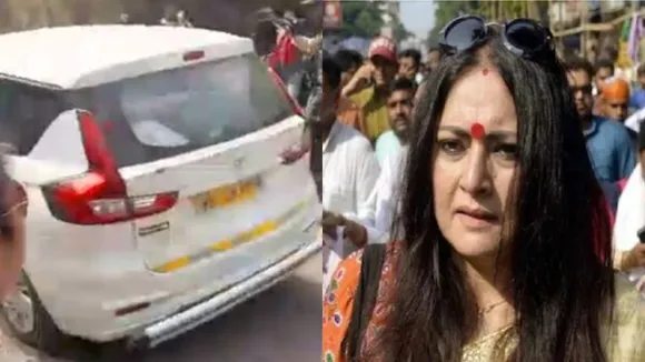 stone pelting on agnimitra pals car in front of counting centre of asansol