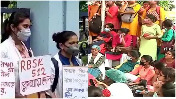 protest Of panelists nurse by demanding job at sastha bhavan saltlake updates