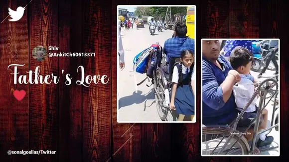 Specially-abled father drops his children off to school in tricycle