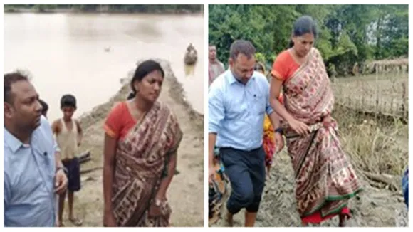 Madam Deputy Commissioner Inspected the flood & erosion affected areas of Chesri GP,