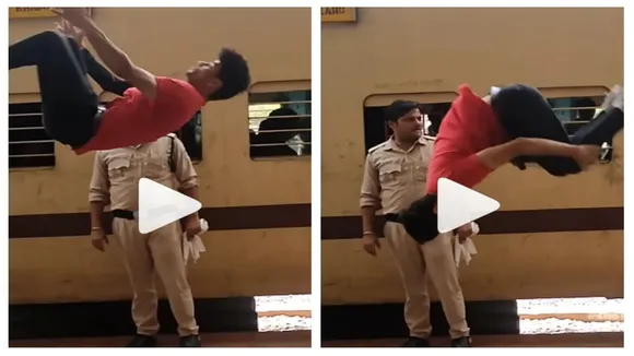 Boy,stunt video,viral stunt,viral video,trending video,instagram trending,trending reel,stunt viral video,Mumbai,Railway station,Stunt
