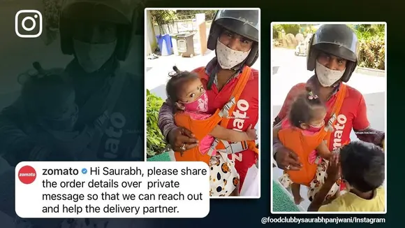 Zomato, delivery agent, carrying toddler to work, food delivery, children, viral, trending, Indian Express