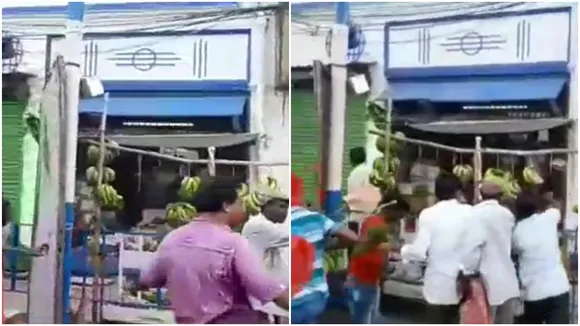Banana theft by left activists of the party during the procession in Burdwan