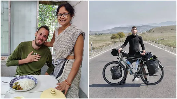 Hungarian cyclist on world tour came to West Bengal, enjoys Bengali cuisine