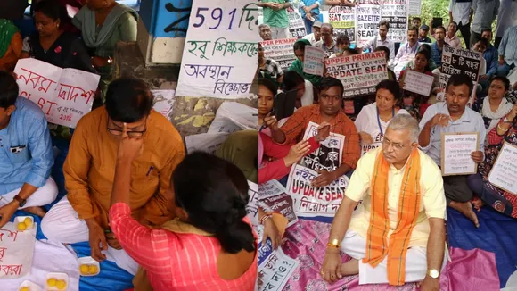 tet and ssc protesters celebrate bhai phonta at dharna mancho
