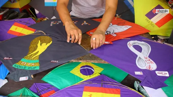 Qatar World Cup 2022: Kolkata Kite Shop with country flags