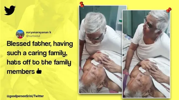 Elderly man sings song for father who is more than 100 years old, father son bond, son sings song for father, viral video, Twitter, India, viral, trending, indian express
