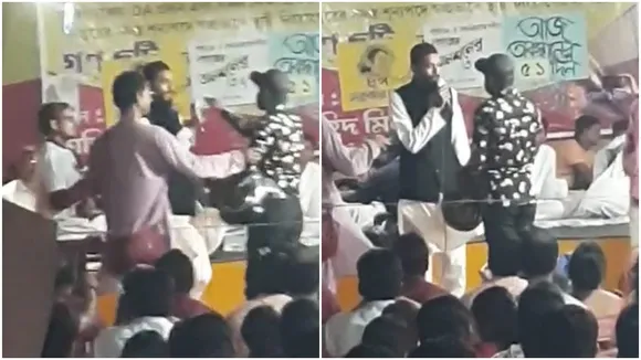 ISF mla naushad siddiqui have been slapped by a man in da dharna stage