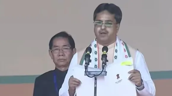 Manik Saha, Manik Saha oath ceremony, Manik Saha swearing in ceremony, Manik Saha CM, Tripura CM, Indian Express news, narendra modi, amit shah"