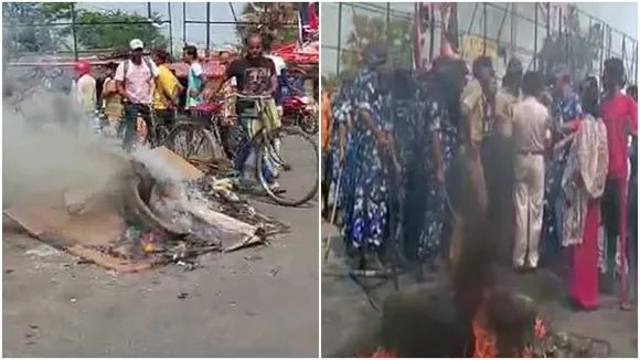 Blockade-protest in Serampore over the death of a woman hit by a dumper