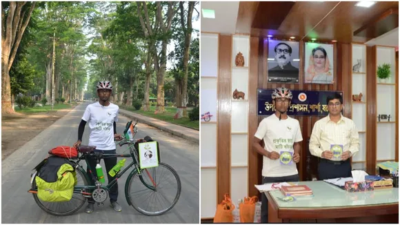 goutam karmakar went to Bangladesh on a bicycle to spread message of saving soil