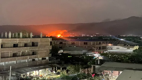 A fire seen after a clash broke out following a march which was taken out by tribes