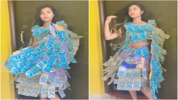 dress made of rupees, Viral Video of Paper Dress, Trending Video of Paper Dress, Twitter Viral Video of Paper Dress, Amazing Video of Paper Dress, Shocking Video of Paper Dress, Hatke Khabar, Khabren Zara Hatke, latest tending Video of Paper Dress, trending Video of Paper Dress on twitter, trending Video of Paper Dress on facebook, trending Video of Paper Dress on instagram, trending Video of Paper Dress on youtube