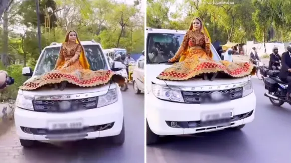 Bride,Bride on Bonnet,Instagram,Instagram Reels,Prayagraj,UP Police,Uttar Pradesh,video,viral video