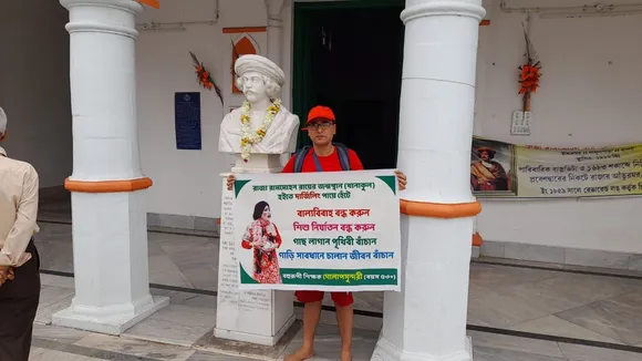 Teacher walk from Khanakul to Darjeeling to convey message of social awareness