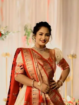 গিরিজা প্রভু সাদা পৈথানি লেহেঙ্গা
