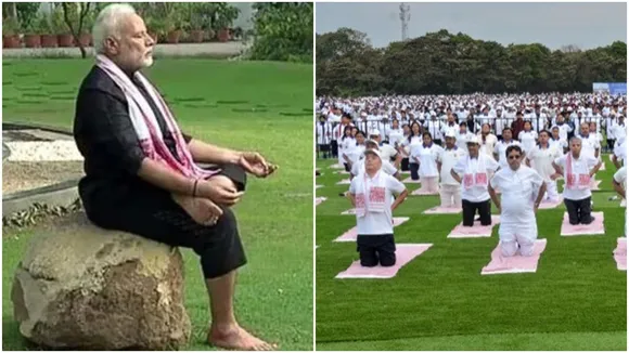 Yoga, Yoga day, PM Modi, Rajnath Singh, Droupadi Murmu, Jagdeep Dhankar, India, UN, US, Indian express"