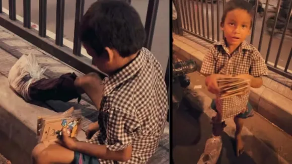 viral video, boy with injured foot, trending video, gujarat video, boy at traffic point
