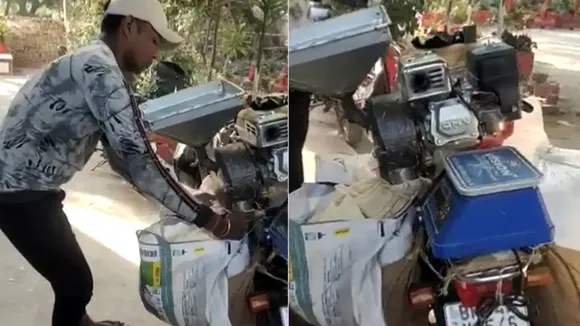 flour mill machine, desi jugaad, IAS officer shares video of atta chakki machine, atta chakki machine, video of atta chakki machine, Jugaad atta chakki machine on bike, Jugaad atta chakki machine , atta chakki machine on bike, atta chakki machine powered by desi jugaad, IAS officer shares video of desi jugaad, Jugaad, Jugaad video, Jugaad video viral, Jugaad viral video, viral video of Jugaad, Jugaad atta chakki, trending video, viral video, IAS officer Awanish Sharan, IAS Awanish Sharan, IAS Awanish Sharan tweet, IAS Awanish Sharan twitter