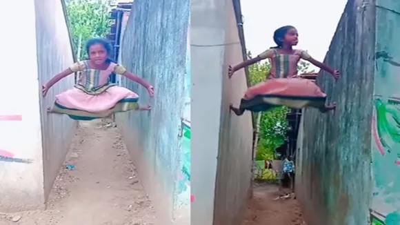 Girl Climbed on Wall, Viral Video of Girl Climbed on Wall, girl quikly climbed on wall, girl climbed on wall like spider man, spider man, spider man stunt, girl performed spider man like stunt, deewar pe chadhi bacchi,